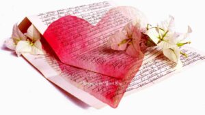 Translucent heart covering image of handwritten letter signifying the letter written on a Christian heart by the Holy Spirit. 